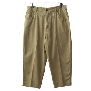 Bill Blass Linen Capri Pants Womens Size 14 Tan Casual Lightweight